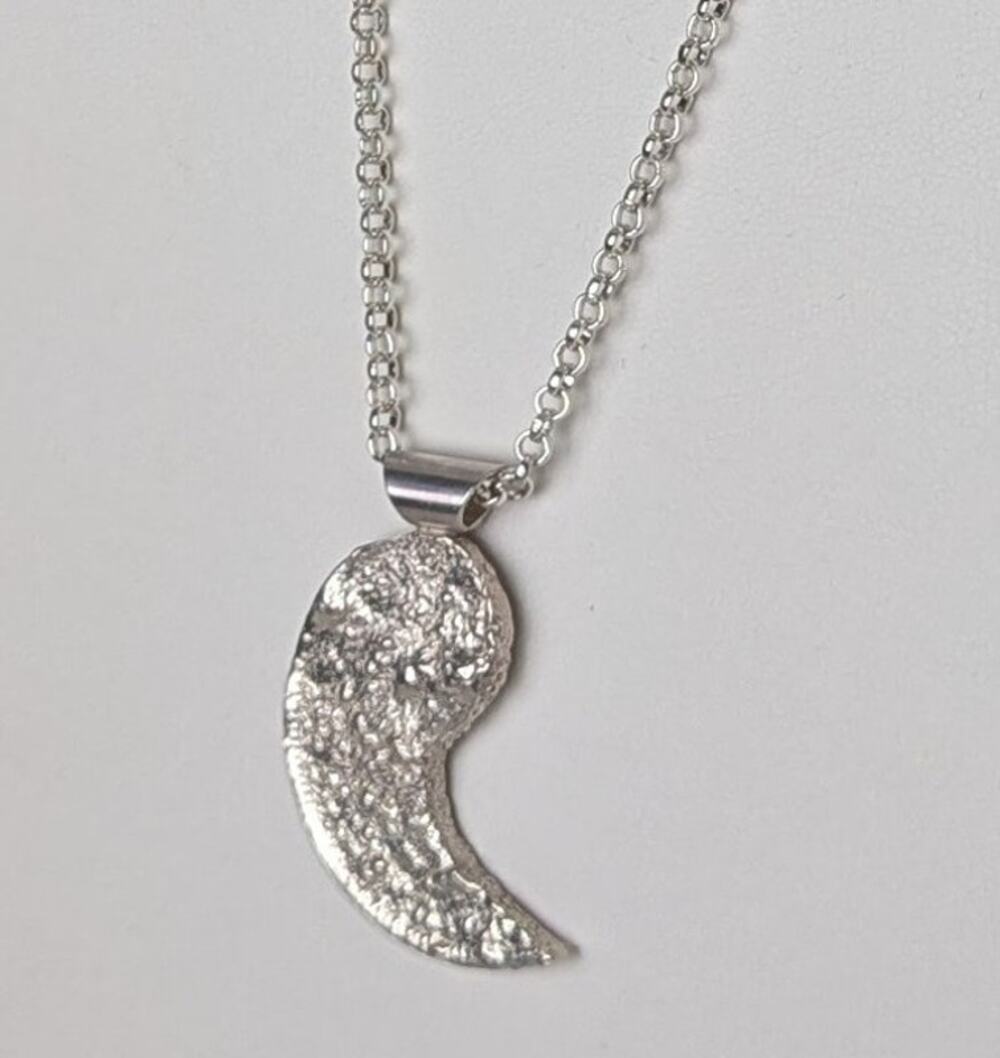 Yang Pendant necklace Retriculated silver coin Sterling Bail Unisex 11/2"Lobster